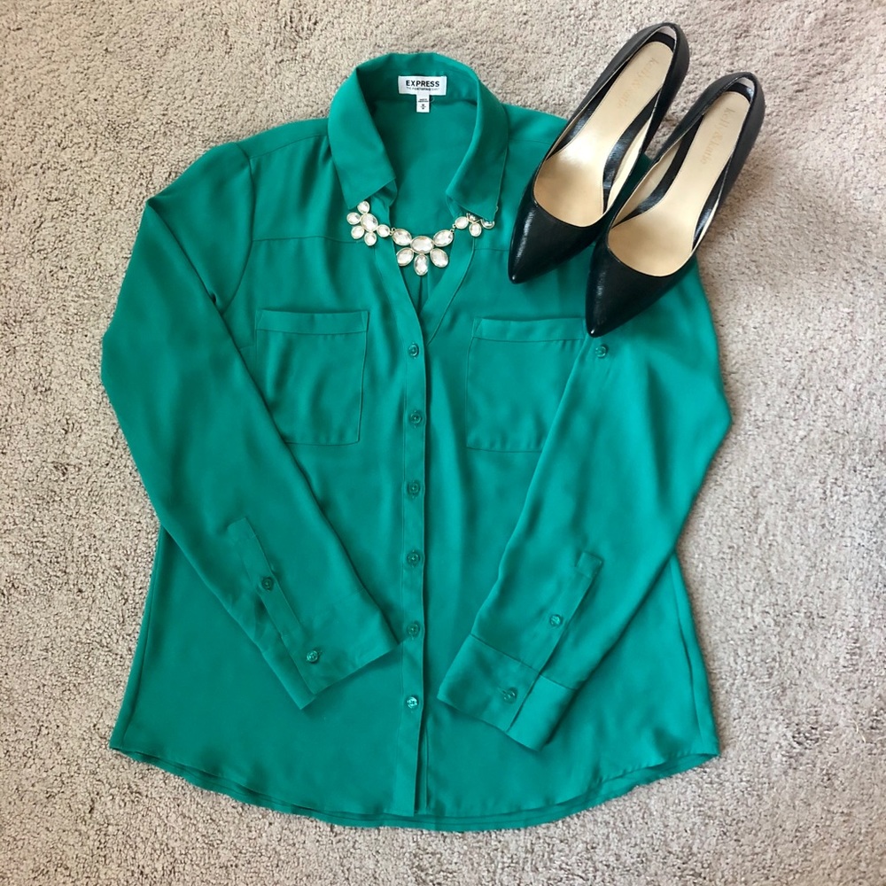 Express Kelly Green Portofino Button Down Shirt